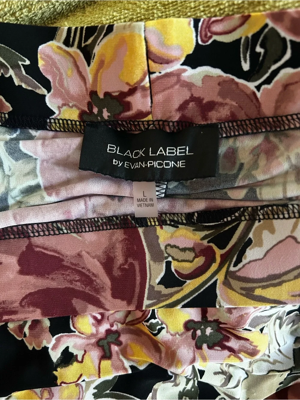 Black Label by Evan-Picone matching two-piece skirt and top set.